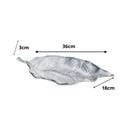 Large Antique Grey Bay Leaf Shaped Trinket Tray - 36cm