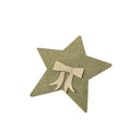 Set Of 4 Green Star Shaped Felt Cutlery Holders with Champagne Gold Bow