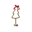Green Standing Christmas Tree Decoration with Red Bow - 27cm