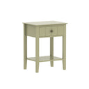 Pair Of Sage Green One Drawer Bedside Tables with Shelf - Padstowe Sage Green Range
