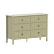 Sage Green 6 Drawer Chest Of Drawers & Pair Of One Drawer Bedside Tables - Padstowe Sage Green Range