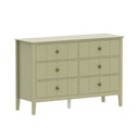 Sage Green 6 Drawer Chest Of Drawers & Pair Of One Drawer Bedside Tables - Padstowe Sage Green Range