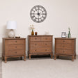 4 Drawer Dark Wood Chest of Drawers and Pair of Wide 3 Drawer Bedside Tables - Ashwell Range