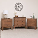 4 Drawer Dark Wood Chest of Drawers and Pair of Wide 3 Drawer Bedside Tables - Ashwell Range