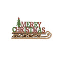 Rustic Wooden Green & Red Merry Christmas Sleigh Sign