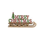 Rustic Wooden Green & Red Merry Christmas Sleigh Sign