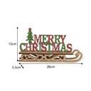 Rustic Wooden Green & Red Merry Christmas Sleigh Sign