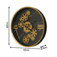 Large Round Metal Black & Gold Cog Clock 60cm x 60cm