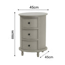 Grey 3 Drawer Round Side Table