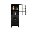Tall Black & Gold Industrial Storage Cabinet