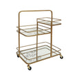 Gold Vintage Printed Glass 3 Tier Drinks Trolley with Wheels