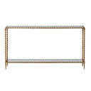 Large Antique Gold & Glass Twist Metal Console Table