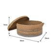 Large Brown & Grey Rope Lidded Storage Basket - 39cm