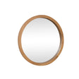 Round Dark Wood Frame Mirror - 55cm
