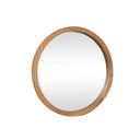 Round Dark Wood Frame Mirror - 55cm