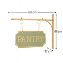 Gold and Sage Green Metal Wall Mounted Hanging Pantry Sign