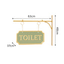 Gold and Sage Green Metal Wall Mounted Hanging Toilet Sign