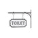Black and White Metal Wall Mounted Hanging Toilet Sign