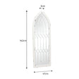 Arched White Distressed Chapel Fretwork Garden Mirror - 47cm x 142cm