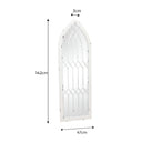 Arched White Distressed Chapel Fretwork Garden Mirror - 47cm x 142cm