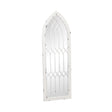 Arched White Distressed Chapel Fretwork Garden Mirror - 47cm x 142cm