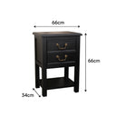 Black 2 Drawer Bedside Table with Shelf - Briggs Range
