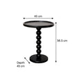 Black Painted Round Wooden Bobble Side Table - 45cm x 56.5cm