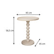 Taupe Painted Round Wooden Bobble Side Table - 45cm x 56.5cm