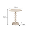 Taupe Painted Round Wooden Bobble Side Table - 45cm x 56.5cm