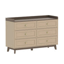 Large Cream 6 Drawer Chest of Drawers & Pair Of 3 Drawer Bedside Tables - Oswin Range