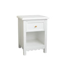 Pair of One Drawer Scalloped Bedside Tables - Staunton White Range