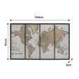 Large Black & White Distressed Mirrored World Map Canvas Print 144cm x 81cm