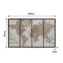 Large Black & White Distressed Mirrored World Map Canvas Print 144cm x 81cm
