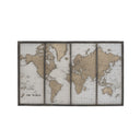 Large Black & White Distressed Mirrored World Map Canvas Print 144cm x 81cm