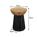 Round Wooden & Black Side Table