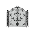 Black Metal Bird & Vine Fire Screen