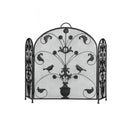 Black Metal Bird & Vine Fire Screen