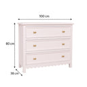 Large Scalloped 3 Drawer Chest of Drawers - Staunton Pink Range