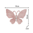 Set of 3 Pink Glitter Jewelled Butterfly Christmas Decorations - 10cm