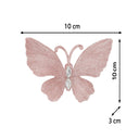 Set of 3 Pink Glitter Jewelled Butterfly Christmas Decorations - 10cm