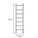 Large Black Iron Decorative Bobbled Ladder Shelving Unit - 177cm