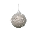 Set of 3 Round Silver Glitter Jewelled Baubles