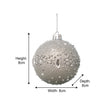 Set of 3 Round Silver Glitter Jewelled Baubles