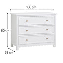 Large Scalloped 3 Drawer Chest of Drawers & Pair of Bedside Tables - Staunton White Range
