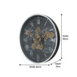 Large Round Metal Black & Silver Cog Clock 60cm x 60cm