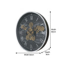 Large Round Metal Black & Silver Cog Clock 60cm x 60cm