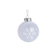 Set of 3 Round White Frosted Snowflake Christmas Baubles - 8cm