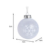 Set of 3 Round White Frosted Snowflake Christmas Baubles - 8cm