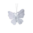 Set of 3 Silver Glitter Jewelled Butterfly Christmas Decorations - 10cm