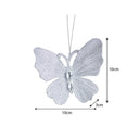 Set of 3 Silver Glitter Jewelled Butterfly Christmas Decorations - 10cm